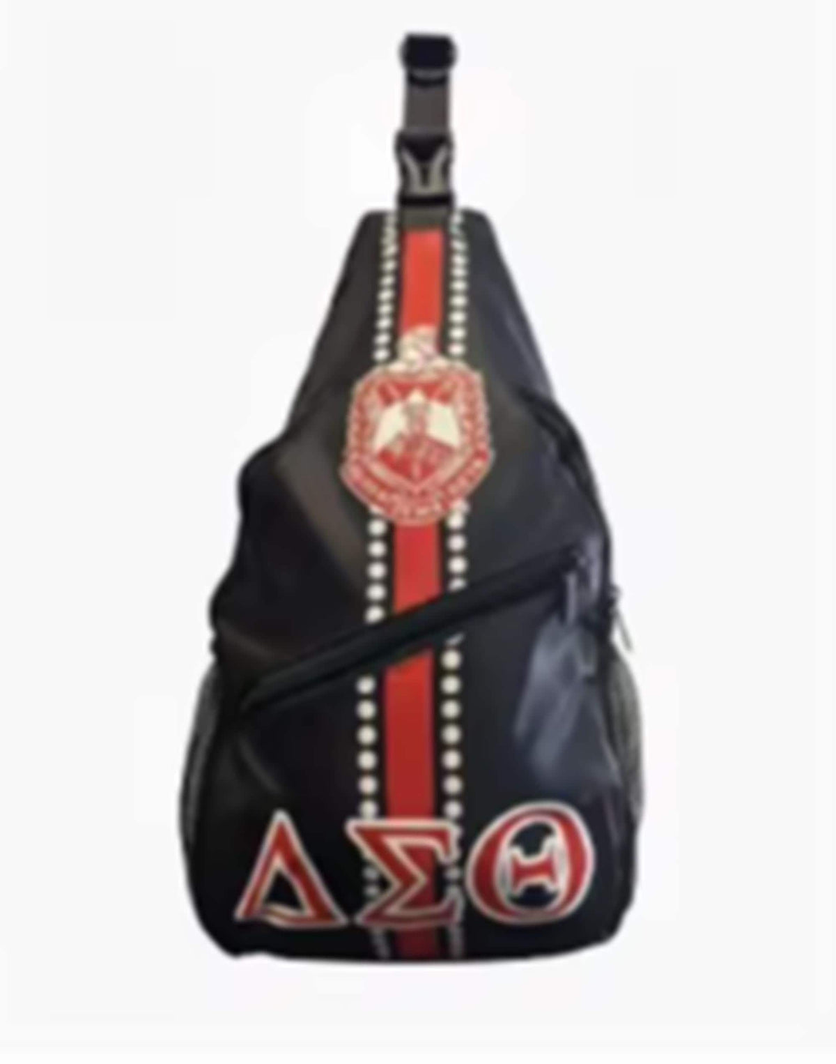 Delta Sigma Theta Sorority Black Sling Backpack – Greek Letter Crossbody Bag