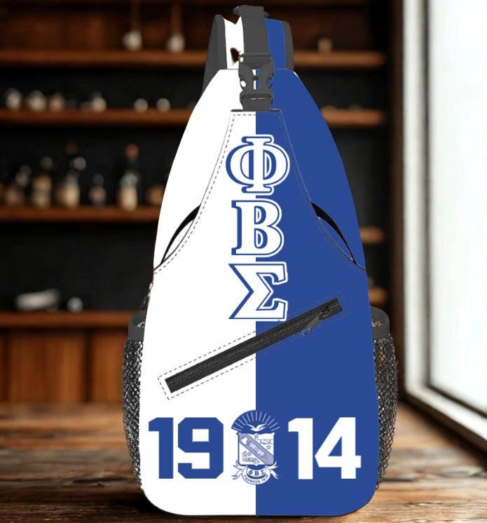 Phi Beta Sigma 1914 Fraternity Sling Backpack – Royal Blue & White Greek Letter Bag